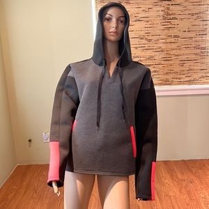 RBX Performance Wear Scuba Style Sweatshirt Black Gray Neon Pink Size XL